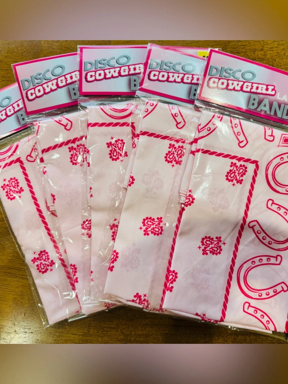 Five Pink Cowgirl Bandanas New